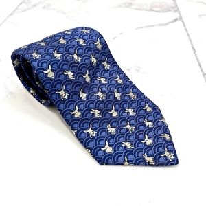 Hermès 100% Silk Blue Rabbit Motif Necktie
